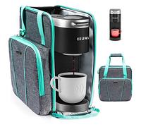 BAGSPRITE Coffee Maker Travel Bag Compatible with Keurig K-Mini or K-Mini Plus, Single Serve Coffee Brewer Carrying Case with Multiple Pockets for K-Cup Pods, Storage Bag With Shoulder Strap