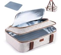 BAGSPRITE Insulated Casserole Carrier for Hot or Cold Food with Heat-resistant Mat, Casserole Dish Carrier Insulated Food Carrier, Hot Food Carrier, Foil Pan Carrier Fits 9" x 13" Baking Dish