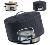 BAGSPRITE Slow Cooker Cover with Aluminum Foil Lining for Crock-Pot & Hamilton Beach 6, 7, 8 Quart Oval Slow Cookers - Appliance Dust Cover with See-Through Window