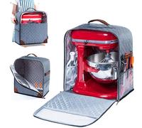 BAGSPRITE Stand Mixer Cover with Appliance Sliders Base Compatible with KitchenAid Mixer-Storage Bag for 6/7/8 Quart with Pockets for Kitchen Aid Accessories and Attachments