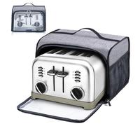 BAGSPRITE Toaster Oven Cover for 4 Slice Wide Slot, Small Bread Cover with Zipper Pockets Buffalo Check