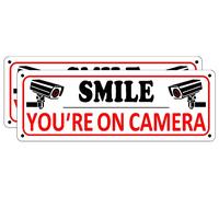 Bagstar 2 Pack 10" x 3.5" Aluminum CCTV Sign, Red, White, Black, Minimalist Functional, Home Security, Business Warning, Multi-Surface Mount, Yard Signs