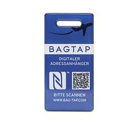BAGTAP - PVC - Digital Luggage and Travel Tag with NFC and QR Code, 1 Piece, Blue, 60 mm x 30 mm, Uncoated, Rectangular, LABEL, Tap21.de
