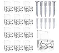 BAGTeck 22 Sets of Mirror Holder Clips Kit,3/8 Crystal Clear Plastic Mirror Clip,Mirror Holder Clips Glass Retainer Clips Kit,Mirror Hanging kit with Screws and Fixed Mirror Box Door