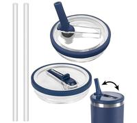 Bagtopia 40 OZ Tumbler Lid Replacement Compatible with Stanley Quencher, Leakproof Flip Straw Lids, Spill Proof Top Cover Compatible for Stanley Cup Accessories, 2 Pack, Navy Blue