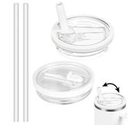 Bagtopia 40 OZ Tumbler Lid Replacement Compatible with Stanley Quencher, Leakproof Flip Straw Lids, Spill Proof Top Cover Compatible for Stanley Cup Accessories, 2 Pack, White