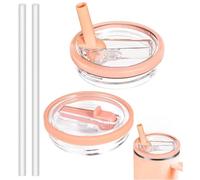 Bagtopia 40 OZ Tumbler Lid Replacement Compatible with Stanley Quencher, Leakproof Flip Straw Lids, Spill Proof Top Cover Compatible for Stanley Cup Accessories, 2 Pack, Pink