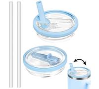 Bagtopia 40 OZ Tumbler Lid Replacement Compatible with Stanley Quencher, Leakproof Flip Straw Lids, Spill Proof Top Cover Compatible for Stanley Cup Accessories, 2 Pack, Sky Blue
