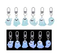Bagtopia 6 Pack Ghost Keychains, Cute Ghost Keyrings Glow in The Dark, Spooky Halloween Gifts for Friends, Christmas Stocking Fillers for Women Men, Cool Funny Bag Charms