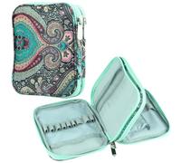 Bagtopia Crochet Hook Case, Portable Travel Organizer Storage Bag for Various Crochet Hooks and Knitting Accessories, Lightweight and Compact Zipper Needle Bag, (Bag Only), Blue Drum Flower