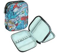 Bagtopia Crochet Hook Case, Portable Travel Organizer Storage Bag for Various Crochet Hooks and Knitting Accessories, Lightweight and Compact Zipper Needle Bag, (Bag Only, Blue Ethnic Style