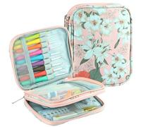 Bagtopia Crochet Hook Case, Portable Travel Organizer Storage Bag for Various Crochet Hooks and Knitting Accessories, Lightweight and Compact Zipper Needle Bag, (Bag Only), Pink Lily