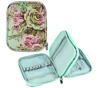 Bagtopia Crochet Hook Case, Portable Travel Organizer Storage Bag for Various Crochet Hooks and Knitting Accessories, Lightweight and Compact Zipper Needle Bag, (Bag Only, Green Peony)