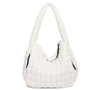 Bagtopia Puffer Tote Bag, Large Quilted Puffer Tote Bag, Lightweight Puffy Quilted Hobo Bag, Soft Padded Shoulder Bag, Puff Purse for Work,Gym,Travel, White