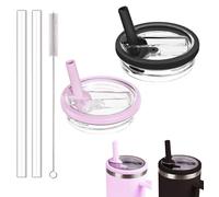 Bagtopia Replacement Flip Straw Lid Compatible with Stanley Quencher 30 oz Tumbler, Leakproof Cup Cover Accessories with Built-in Straw, BPA-Free Plastic Lid for Outdoor Sports, 2 Pack, Black/Purple