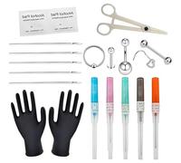 BAGUBDR 20Pcs Piercing Kit, Nose Piercing Needles 14G-12G Piercing Tool Kit with Clamps for Tongue Nose Belly Button Body