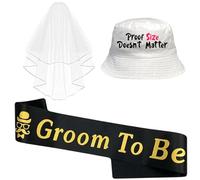 BAGUBDR 3 Pcs Stag Do Accessories Men, Stag Do Outfit Funny Hats Bride Hat Veils Bridal and Party Supplies for Grooms New White Novelty Costume Set Perfect for Stag Do Activities and Celebrations