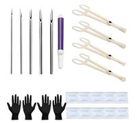 BAGUBDR 42Pcs Piercing Kit,Nose Piercing Needles 12G 13G 14G 16G 18G Piercing Tool Kit with 4pcs Different Clamps and 1pcs Marker Pen for Tongue Nose Belly Button Body