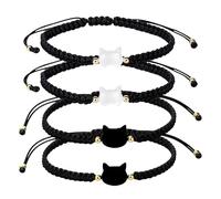 BAGUBDR 4Pcs Cat Bracelet, Black Cat for Women, Suitable for Cats Lover, Extremely Cute Bracelets, Gothic Jewellery with Unique Style, Beautiful and Practical Cat Jewellery