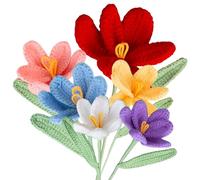 BAGUBDR 6 pcs Crochet Flowers, Crochet Flower Bouquet Knitted Flowers Elegant In Shape Not Wilting No Need for Watering Bright In Color, Suitable for Office Decoration and Wedding Decoration