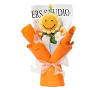 BAGUBDR Crochet Sunflower Bouquet Making Kit Weave Smiling Sunflowers and Hand-Weave Artificial Floral Decorations for Anniversary Graduation Mother's Day, Graduation, Valentine's Day (Yellow)