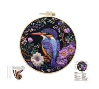 BAGUBDR Embroidery Kit,Punch Needle Kit,Kingfisher Embroidery Kits,Complete Beginner Set, Includes Pre Printed Fabric, Bright Threads and Simple Instructions