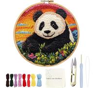 BAGUBDR Punch Needle Kit, Panda Embroidery Starter Kit for Beginners, Exquisite Needle Punch Kit with Fabric Suitable for Relaxing Craft Activity for Home or Gift
