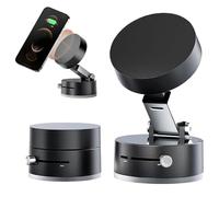 BAGUBDR Suction Cup Phone Holder,360° Vacuum Suction Cup Phone Mount Upgraded Adjustable Suction Phone Holder Adjustable And Foldable Phone Mount for Car,Gym,Family,Shower (Black)