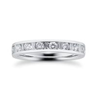 Baguette And Brilliant Cut 0.50 Carat Total Weight Diamond Half Eternity Ring In 18 Carat White Gold - Ring Size I