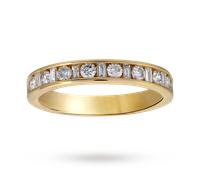 Baguette And Brilliant Cut 0.50 Carat Total Weight Diamond Half Eternity Ring In 18 Carat Yellow Gold - Ring Size O