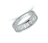 Baguette Half Eternity Ring Anniversary Band Sterling Silver 925 Hallmark - Size: L