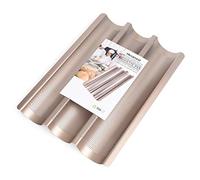 Baguette Pans for Baking 15" x 11", Carbon Steel 3 Loaf Nonstick Baguette Baking Tray for French & Italian Perforated French Bread Pan