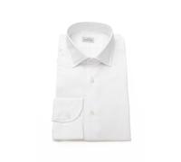 Bagutta Mens Slim Fit Dress Shirt - White Cotton - Size Medium