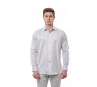 Bagutta Mens Slim Fit Striped Dress Shirt - White Cotton - Size Large