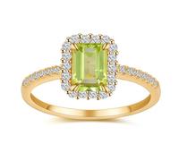 BAGUTTA PAVONE 925 Sterling Silver Natural Green Olivine Yellow Crystal White Blue Topaz Engagement Rings 18K Gold Plated, 8, Sterling Silver, Cubic Zirconia