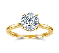 BAGUTTA PAVONE Round Moissanite Engagement Rings for Women, 925 Sterling Silver Engagement Ring, Moissanite Promise Rings for Her, Wedding Rings, Moissanite Rings 1.5/2/3/4/5 Carat, 4, Gemstone
