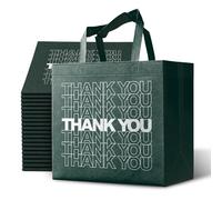 Bagways 50 Pack Reusable Grocery Bags Bulk - Large Non-Woven Shopping Tote Bags w Handles, Foldable, Washable, Heavy Duty Eco-Friendly - 14x6.5x14 Inch, Green - Totes for Groceries, Boutiques & Events