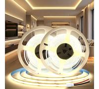 BAGZY 12V COB LED Strip Lights 10M/32.8ft Natural White 4000K Width 8mm Self Adhesive Tape Lights Cuttable 320LEDs/M Uniform Dotless for Kitchen Under Cabinet Bedroom Living Room (No Power Supply)