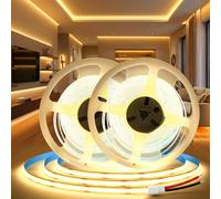 BAGZY 12V COB LED Strip Lights 10M/32.8ft Warm White 3000K Width 8mm Self Adhesive Tape Lights Cuttable 320LEDs/M Uniform Dotless for Kitchen Under Cabinet Bedroom Living Room (No Power Supply)