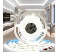 BAGZY 12V COB LED Strip Lights 5M/16.4ft Cool White 6000K Width 8mm Self Adhesive Tape Lights Cuttable 320LEDs/M Uniform Dotless for Kitchen Under Cabinet Bedroom Living Room (No Power Supply)