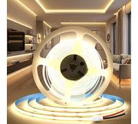 BAGZY 12V COB LED Strip Lights 5M/16.4ft Natural White 4000K Width 8mm Self Adhesive Tape Lights Cuttable 320LEDs/M Uniform Dotless for Kitchen Under Cabinet Bedroom Living Room (No Power Supply)