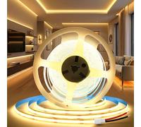 BAGZY 24V COB LED Strip Lights 10M/32.8ft Warm White 3000K Width 8mm Self Adhesive Tape Lights Cuttable 320LEDs/M Uniform Dotless for Kitchen Under Cabinet Bedroom Living Room (No Power Supply)