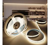 BAGZY 24V COB LED Strip Lights 5M/16.4ft Natural White 4000K Width 8mm Self Adhesive Tape Lights Cuttable 320LEDs/M Uniform Dotless for Kitchen Under Cabinet Bedroom Living Room (No Power Supply)