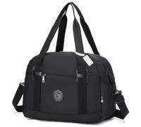 BAGZY 25L Wizz Air Cabin Bags 40x30x20 Under Seat Foldable Travel Duffel Bag Nylon Travel Holdall Hand Luggage Case Waterproof Carry on Luggage Flight Bags for Weekend Sport Gym Women Men Dark Black