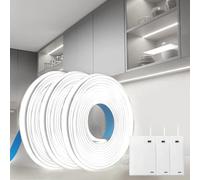 BAGZY Battery LED Strip Light COB 3 x 1M 5V Battery Powered LED Strip Tape Lights Cool White 6000K Self Adhesive Flexible Uniform Dotless Cuttable 320LEDs/M for Kitchen Mirror Bedroom Cabinet Decor