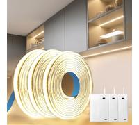 BAGZY Battery LED Strip Light COB 3 x 1M 5V Battery Powered LED Strip Tape Lights Natural White 4000K Self Adhesive Flexible Uniform Dotless Cuttable 320LEDs/M for Kitchen Mirror Bedroom Cabinet Decor