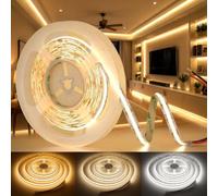 BAGZY COB CCT LED Strip Light 24V 5M Self Adhesive Dimmable Width 8mm Cuttable LED Strip 480LEDs/M Tape Lights 3000K-6500K Uniform Dotless for Kitchen Under Cabinet Living Room (No Power Supply)