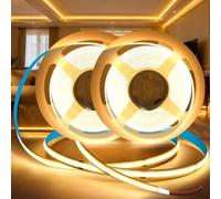 BAGZY COB LED Strip Light 12V 10M/32.8ft Width 8mm Warm White 3000K Self Adhesive Flexible Cuttable 320LEDs/M Tape Lights CRI90+ Uniform Dotless for Kitchen Under Cabinet Living Room (No Power Supply)