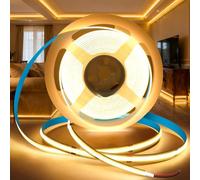 BAGZY COB LED Strip Light 24V 5M/16.4ft Width 8mm Warm White 3000K Self Adhesive Flexible Cuttable 320LEDs/M Tape Lights CRI90+ Uniform Dotless for Kitchen Under Cabinet Living Room (No Power Supply)