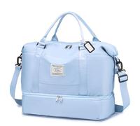 BAGZY easyJet Cabin Bag 45x36x20 Travel Bags for Women 32L Weekend Bag with Shoe Compartment Waterproof Carry on Holdall Underseat Cabin Bags for Overnight Flight Hospital Sport Gym Men Blue